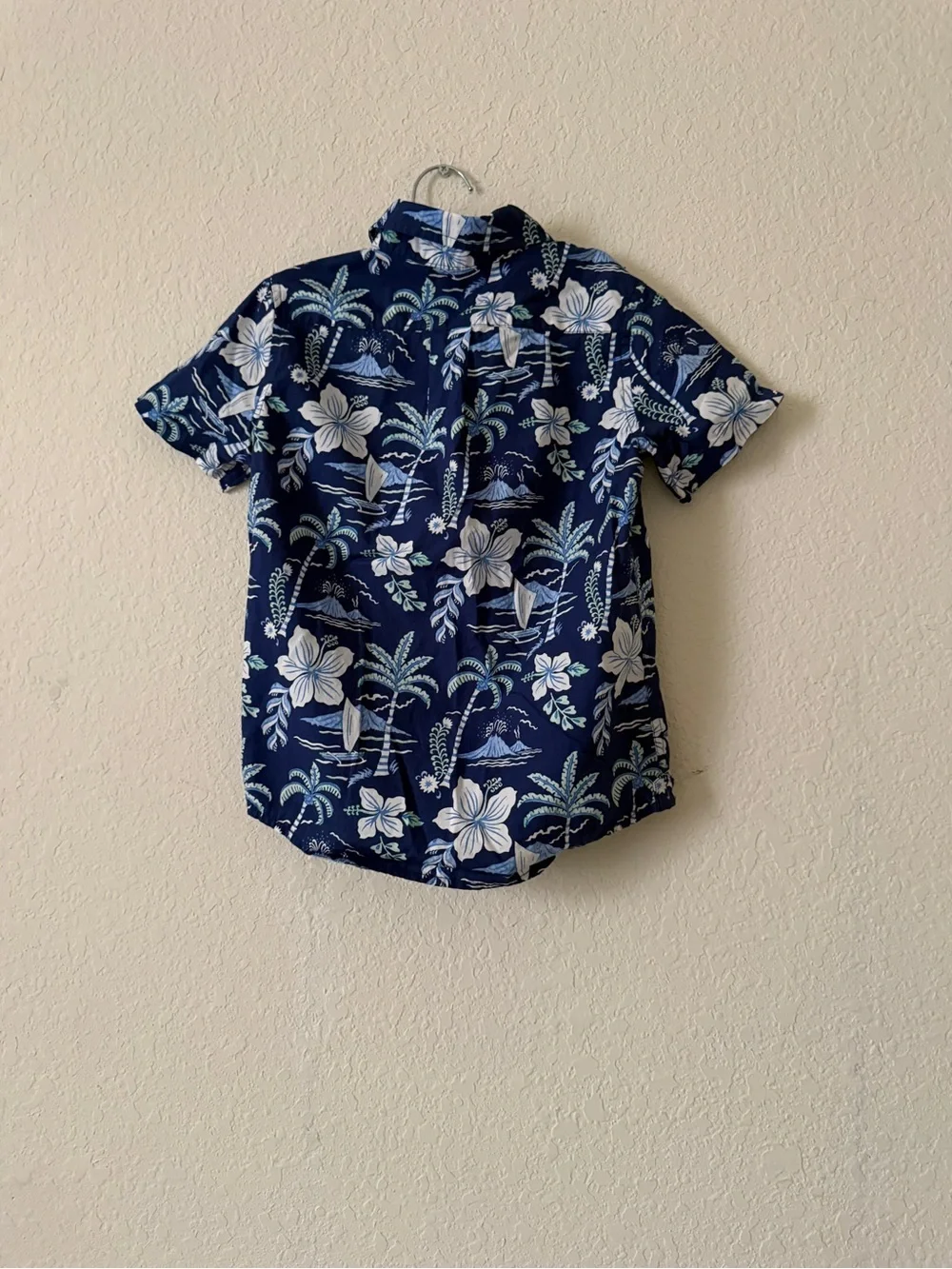 GAP Navy Blue Hawaiian Print Short-Sleeve Button-Down